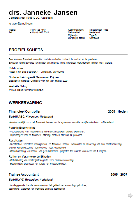 Curriculum Vitae voorbeelden