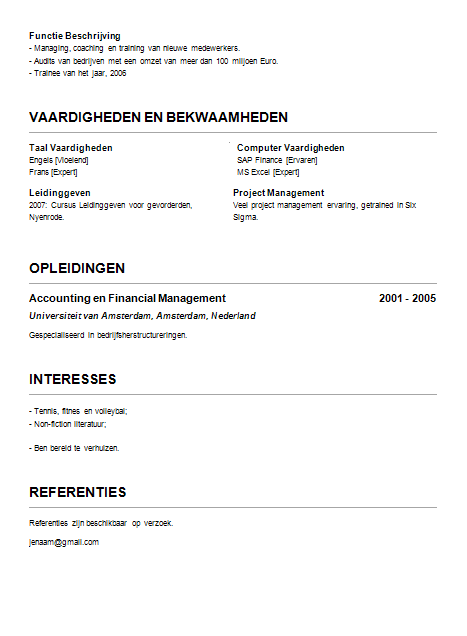 Curriculum Vitae voorbeelden